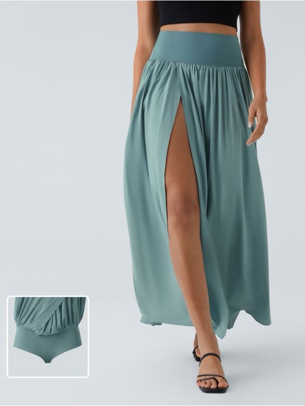 HALARA Teal Maxi Skirt with High Front Slit